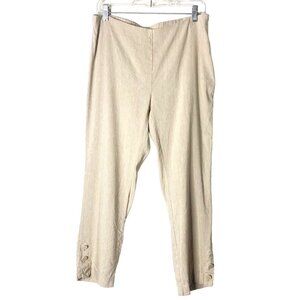 J. Jill Women's Beige Mid Rise Elastic Waist Linen Blend Stretch Pant